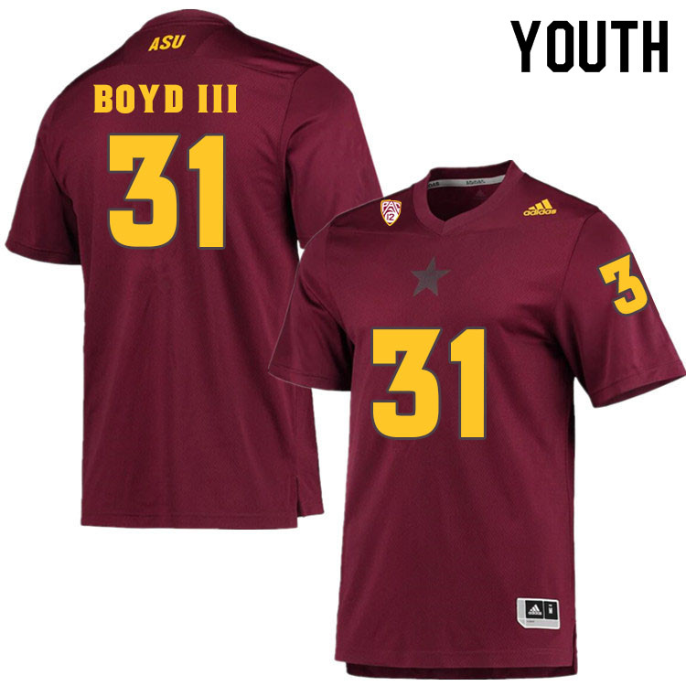 Youth #31 Jean Boyd IIIArizona State Sun Devils College Football Jerseys Sale-Maroon - Click Image to Close